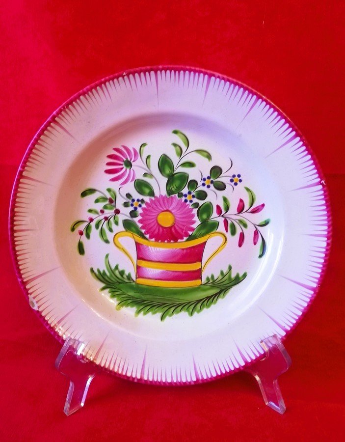 Suite de six assiettes en faïence de l'Est de la France-photo-4