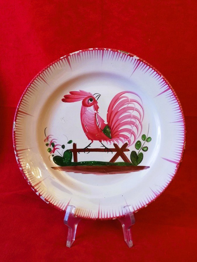 Suite de six assiettes en faïence de l'Est de la France-photo-1