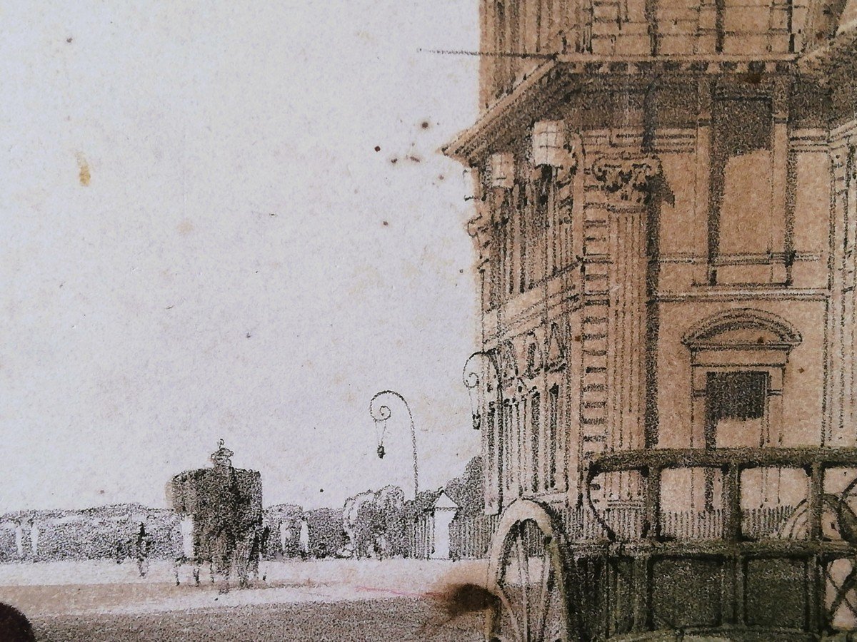 Aquarelle encadrée Paris au 19ème siècle  -photo-3