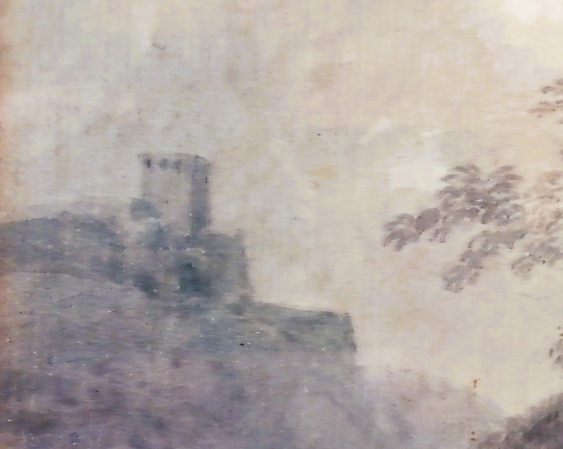 Aquarelle ITALIANISANTE encadrée du 18ème siècle -photo-2