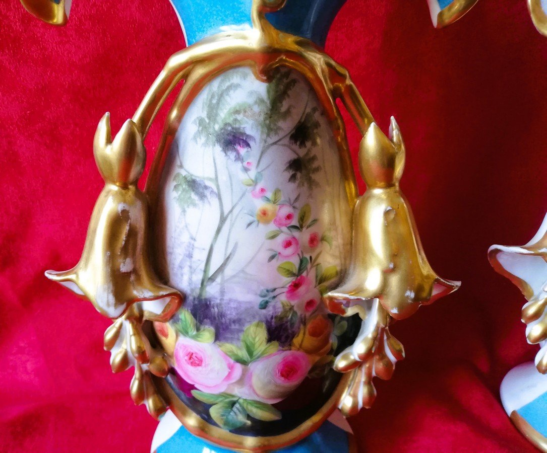 Paire de vases en porcelaine de Paris -photo-3