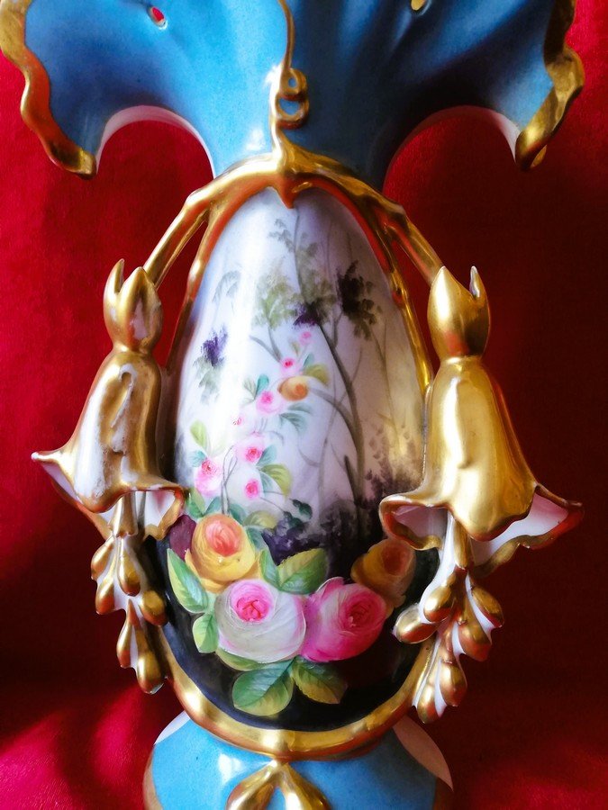 Paire de vases en porcelaine de Paris -photo-4