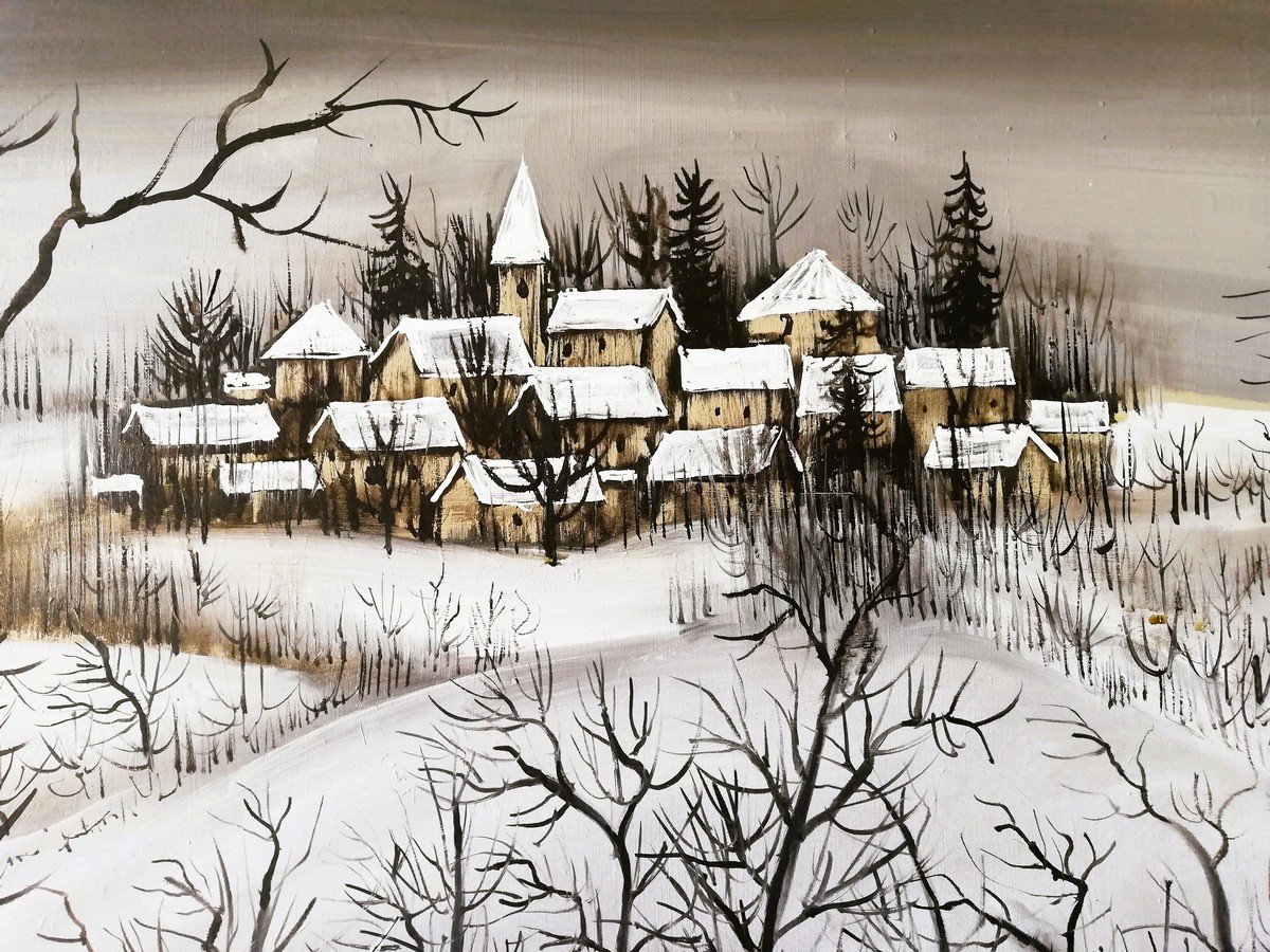 Snowy Landscape By Edouard Dougy-photo-3