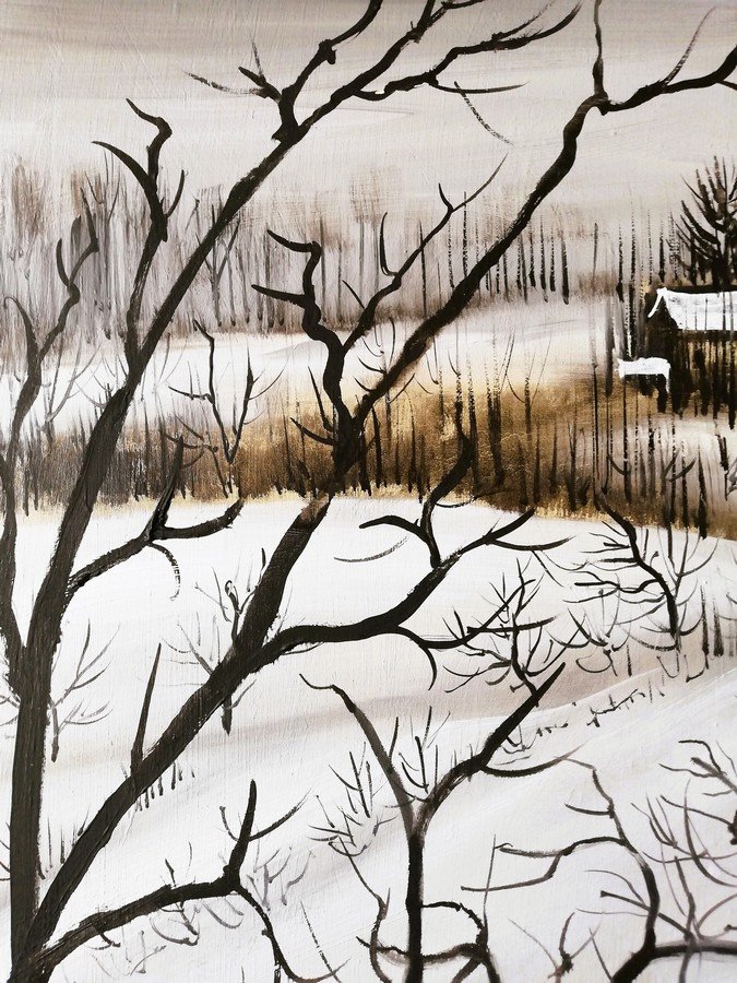 Snowy Landscape By Edouard Dougy-photo-2