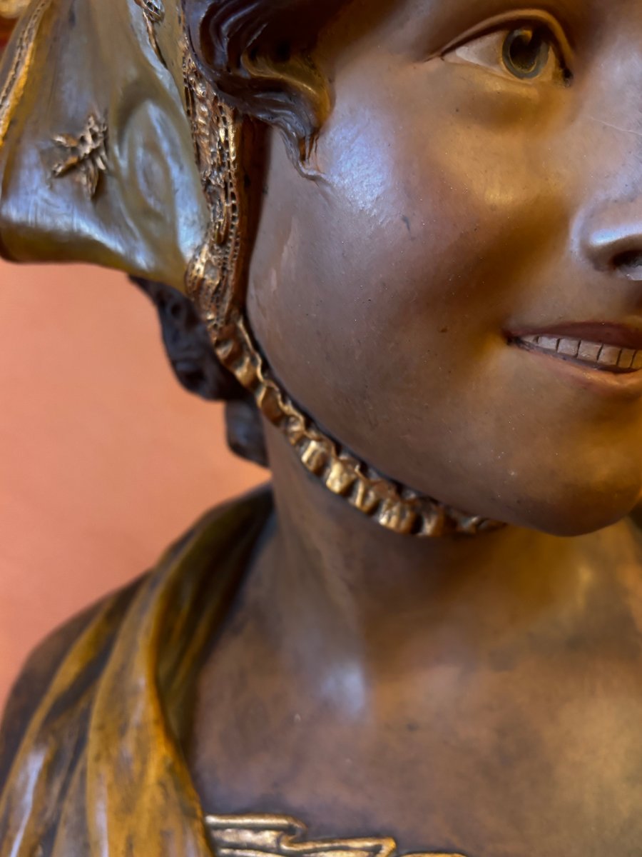 Art Nouveau Ceramic Bust By The Sculptor Pêche-photo-2