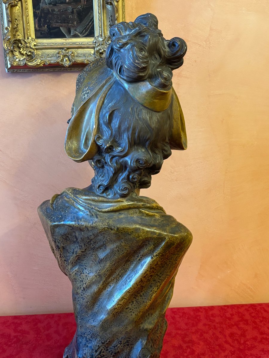 Art Nouveau Ceramic Bust By The Sculptor Pêche-photo-5