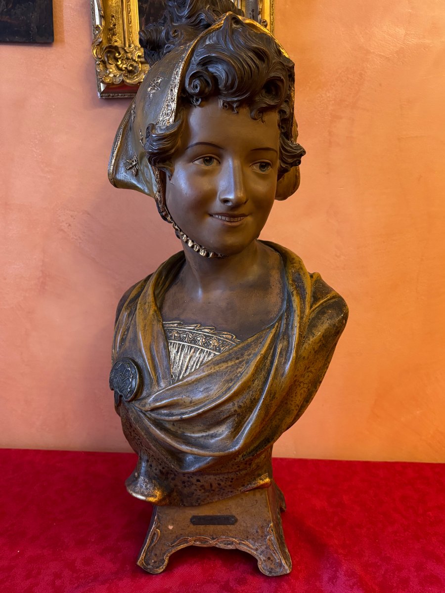 Art Nouveau Ceramic Bust By The Sculptor Pêche