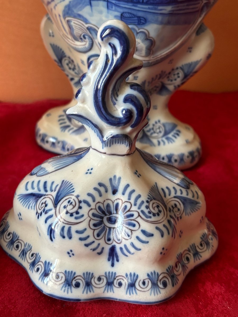 Pair Of Delft-glazed Vases-photo-4