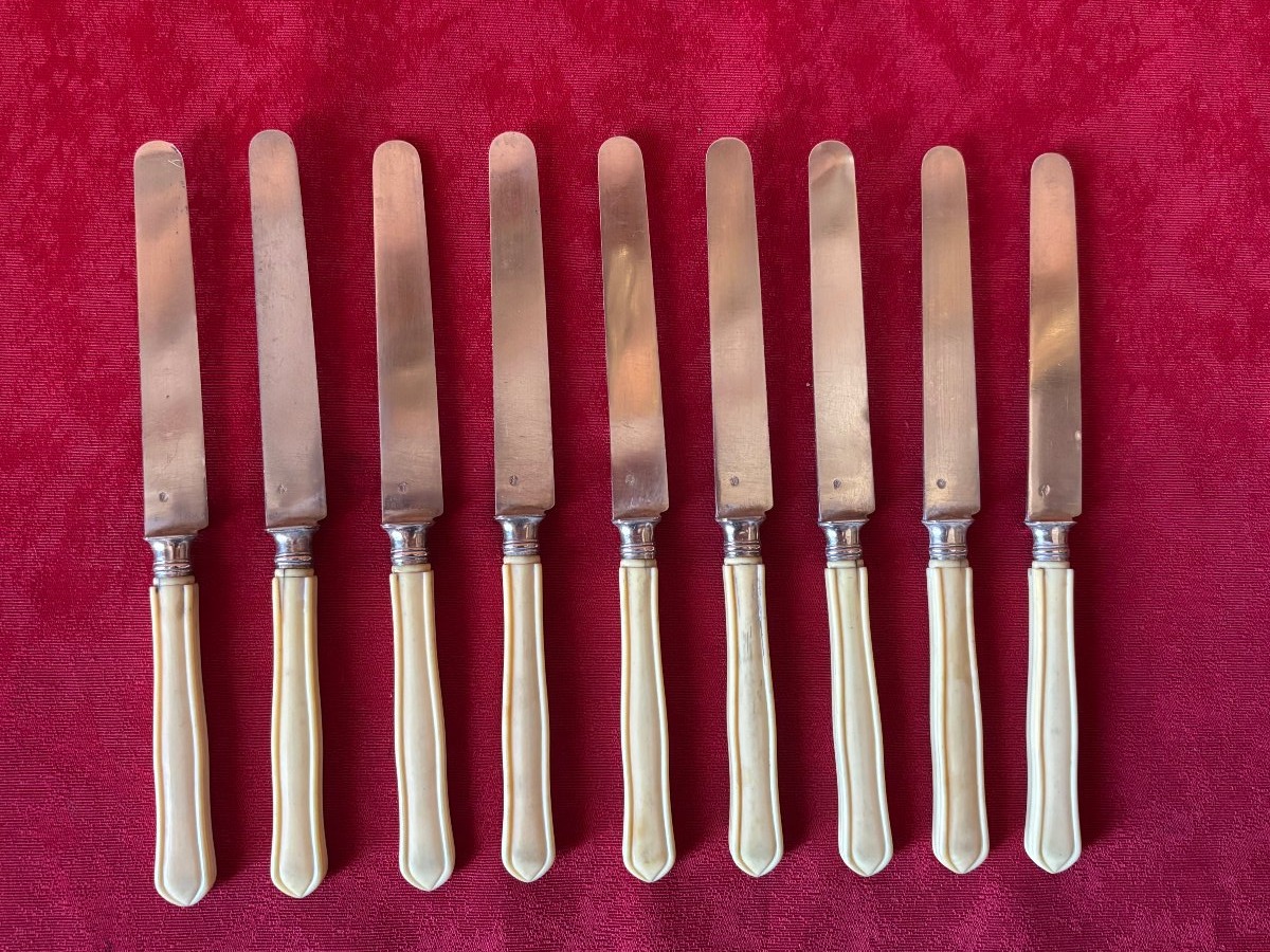 Set Of 9 19th-century Silver Knives-photo-2