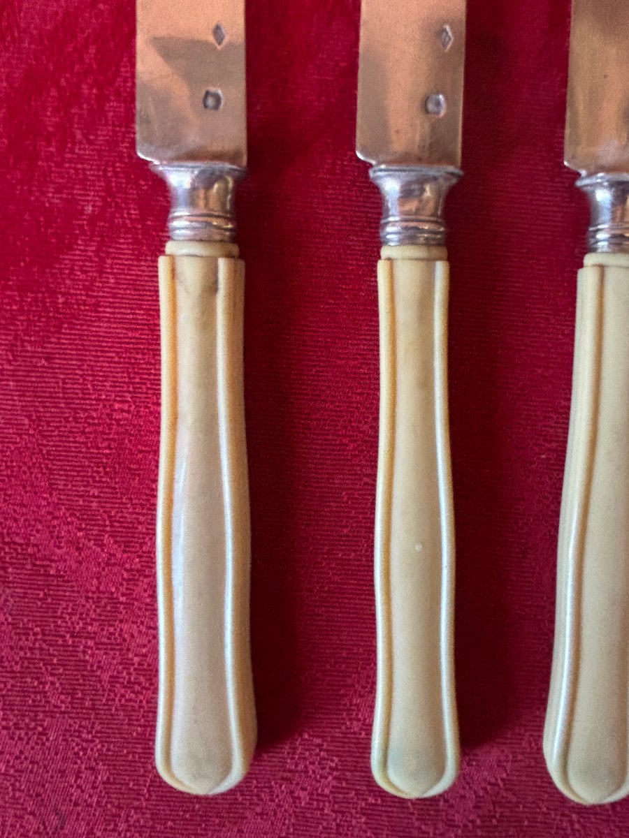 Set Of 9 19th-century Silver Knives-photo-4
