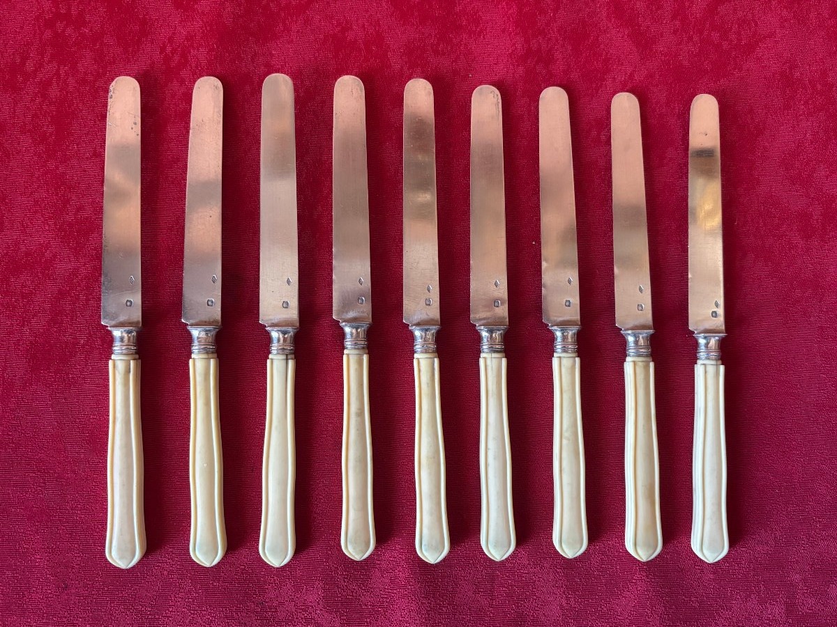 Set Of 9 19th-century Silver Knives