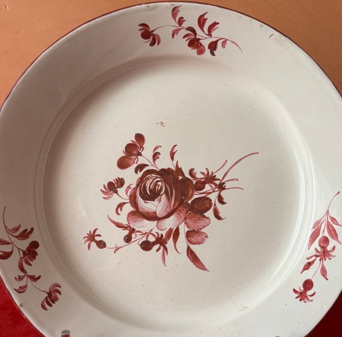 Assiette faïence décor à la rose-photo-3