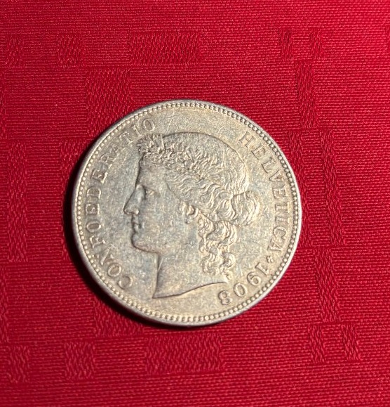 1908 Swiss 5-franc Silver Coin