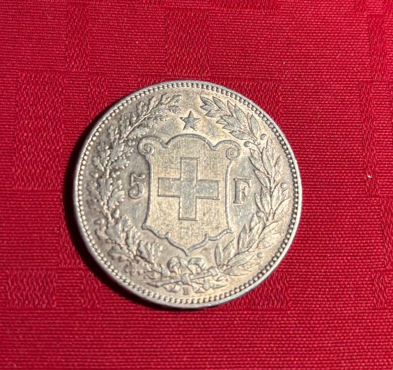 Pièce argent 5 francs suisse 1909-photo-2