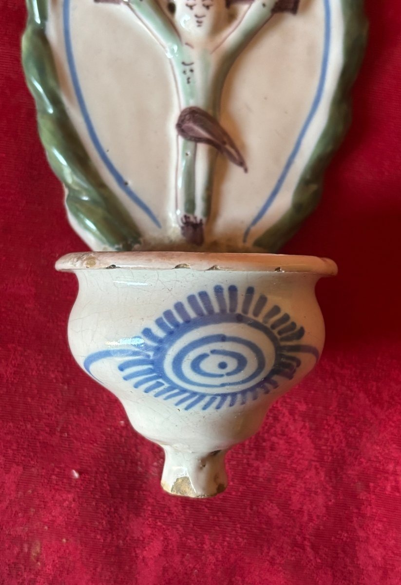 Polychrome Earthenware Holy Water Font-photo-1