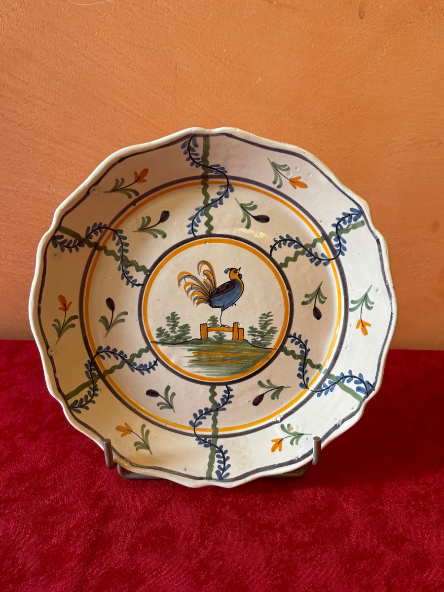 Assiette faïence au coq 18ème siècle