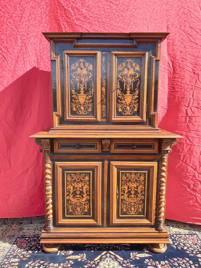 Buffet 2 corps cabinet en marqueterie-photo-2