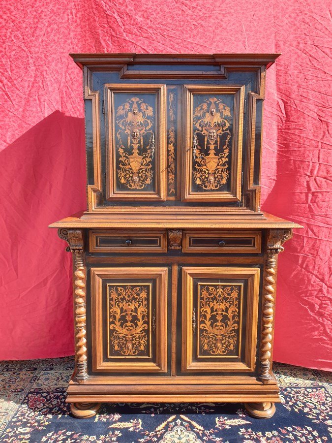 Buffet 2 corps cabinet en marqueterie-photo-2