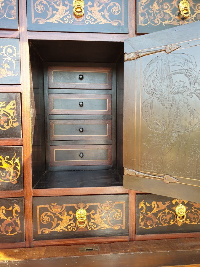 Buffet 2 corps cabinet en marqueterie-photo-3