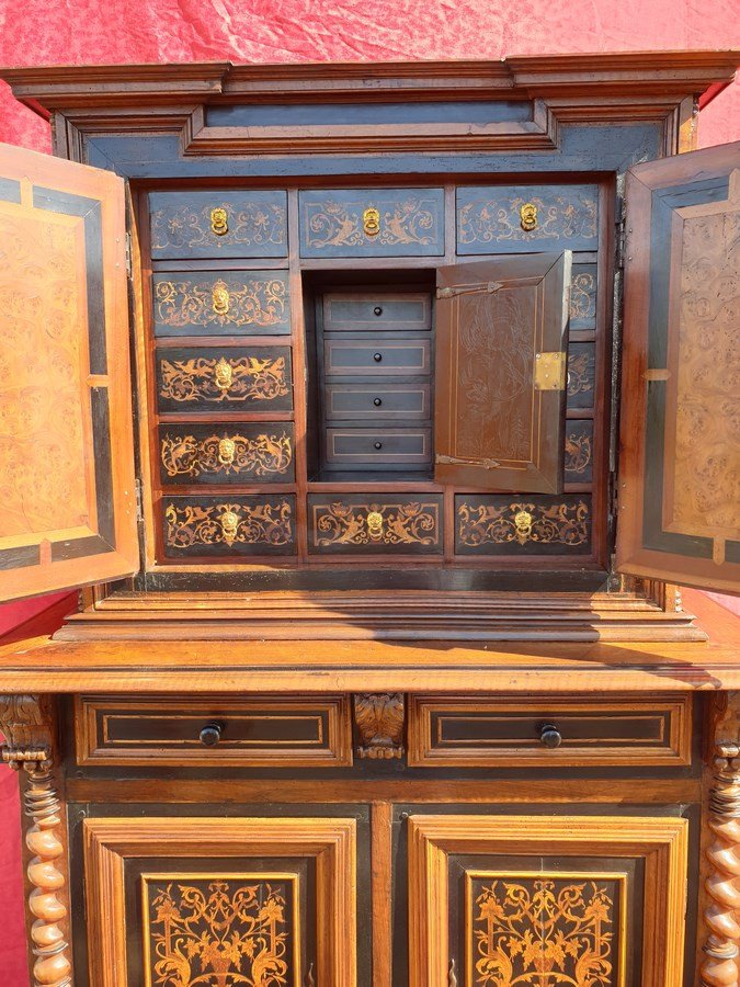 Buffet 2 corps cabinet en marqueterie