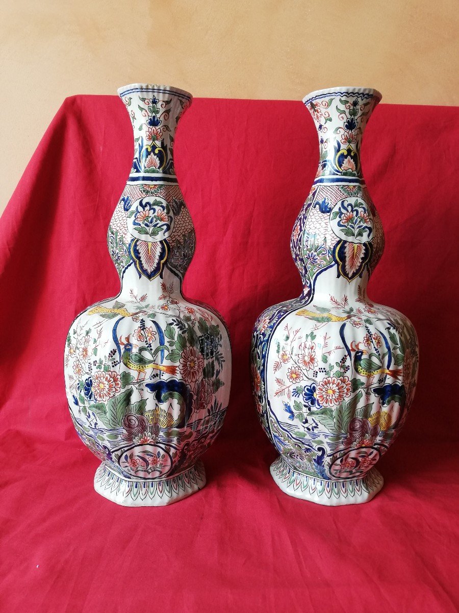 Paire de vases bouteilles DELFT