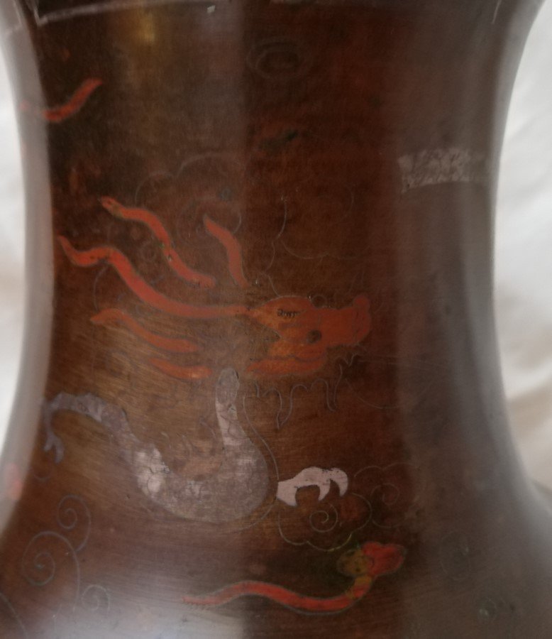 Curious Vase From China In Bronze-photo-8