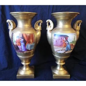 Pair Of Jacob Petit Baluster Vases