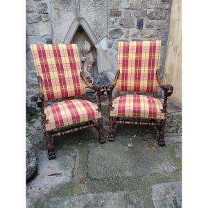 Large Pair Of 19th Century Armchairs