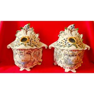 Pair Of Earthenware Bouquetieres From Moustiers