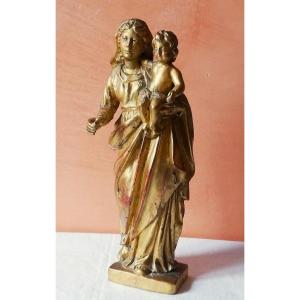 Vierge à l'enfant en bois doré
