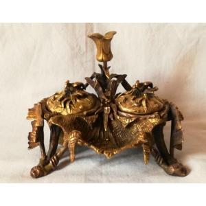 Spectacular Bronze Inkwell