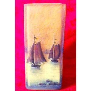 Daum Vase With Sailboats