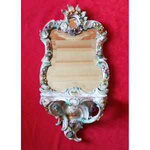 Miroir d'applique en porcelaine Allemande