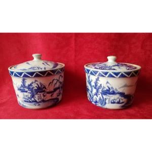 Pair Of Covered Pots From China 