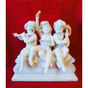 Groupe en marbre trois PUTTI