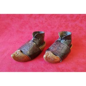 Children's Wooden And Leather Clogs 