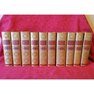 Série de dix volumes reliés cuir 