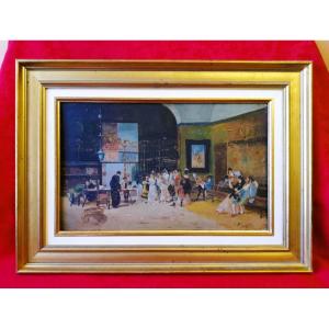 Huile sur panneau encadrée 