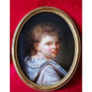 Portrait huile sur toile d'un jeune enfant 