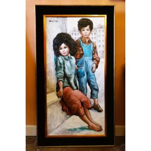 Huile sur toile encadrée 