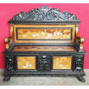 Banc coffre Italie 19ème siècle