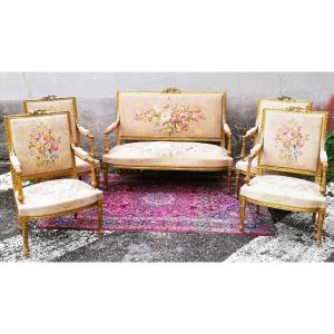 Napoleon III Period Living Room In Gilded Wood