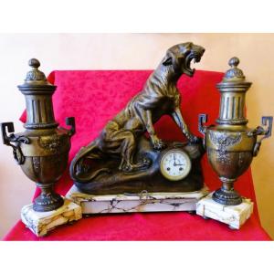 Important Regule Mantel Set Signed Thomas Cartier