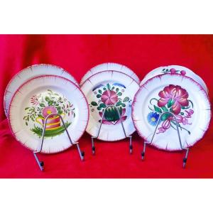 Set Of Six Earthenware Plates From Eastern France