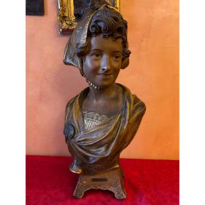 Art Nouveau Ceramic Bust By The Sculptor Pêche
