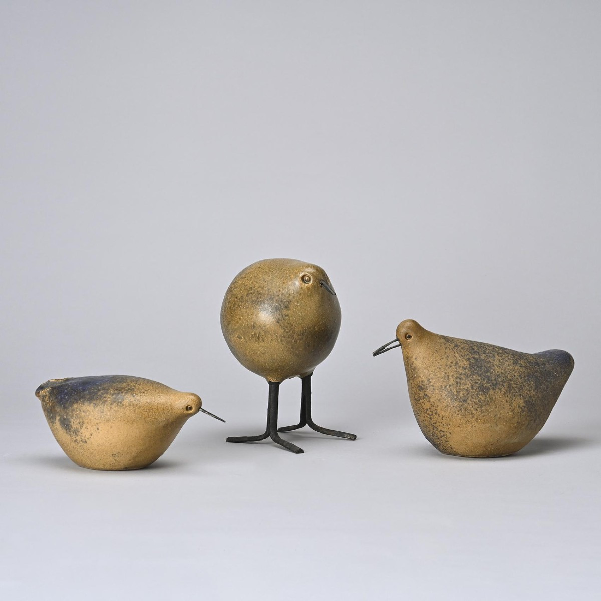 Suite De Trois Oiseaux En Céramique, Gérald Olivier, Suisse Vers 1970