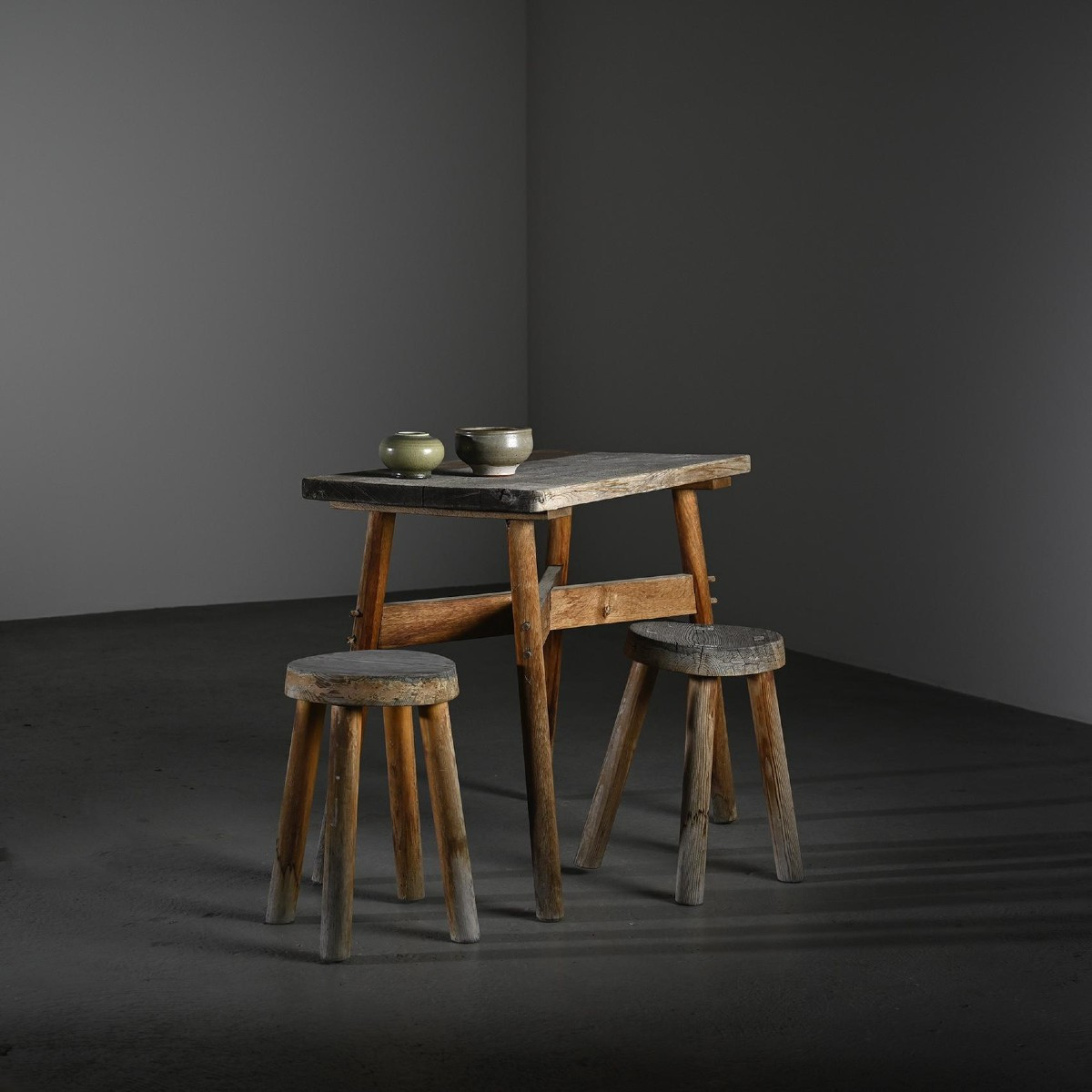 Raw Wood Table, France Circa 1950 -photo-2