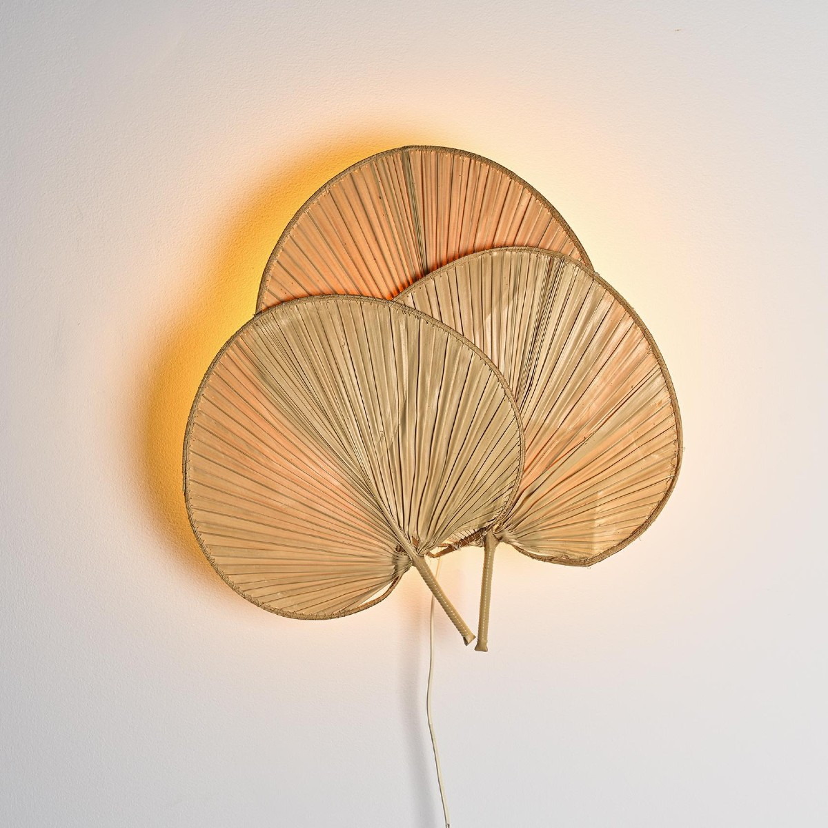 Palm Leaf Wall Lamp, France Circa 1970