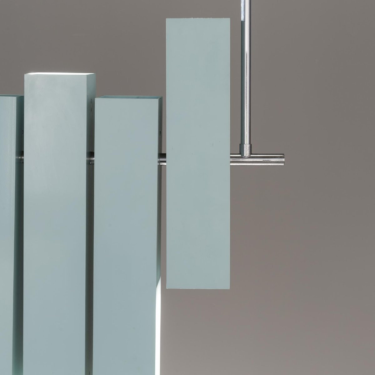 Rare Prototype : Lustre en métal laqué bleu , Lumi, ca. 1970-photo-3