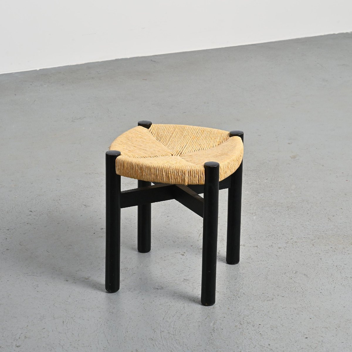 Méribel Stool In Black Ash, Charlotte Perriand, 1950-photo-2